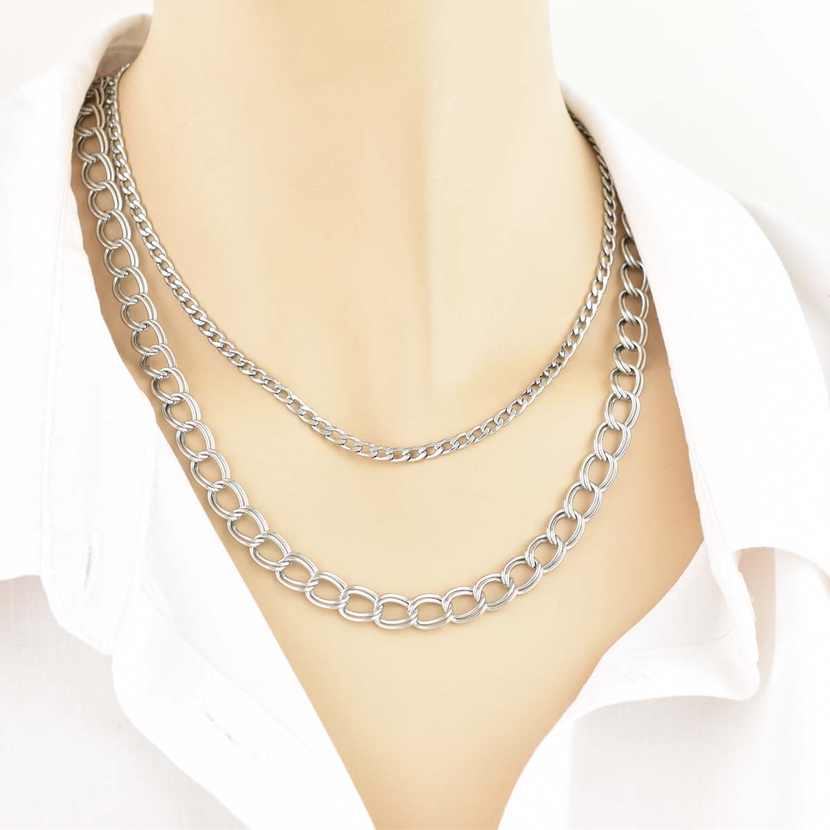 Static Chain Silver 4MM Αλυσίδα λαιμού από ανοξείδωτο ατσάλι 316L